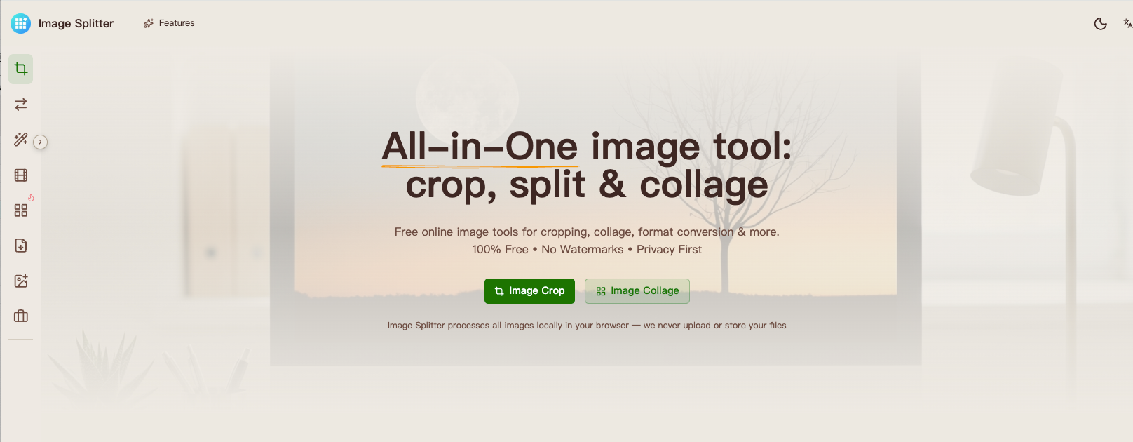 All-in-One image tool: crop, split & collage