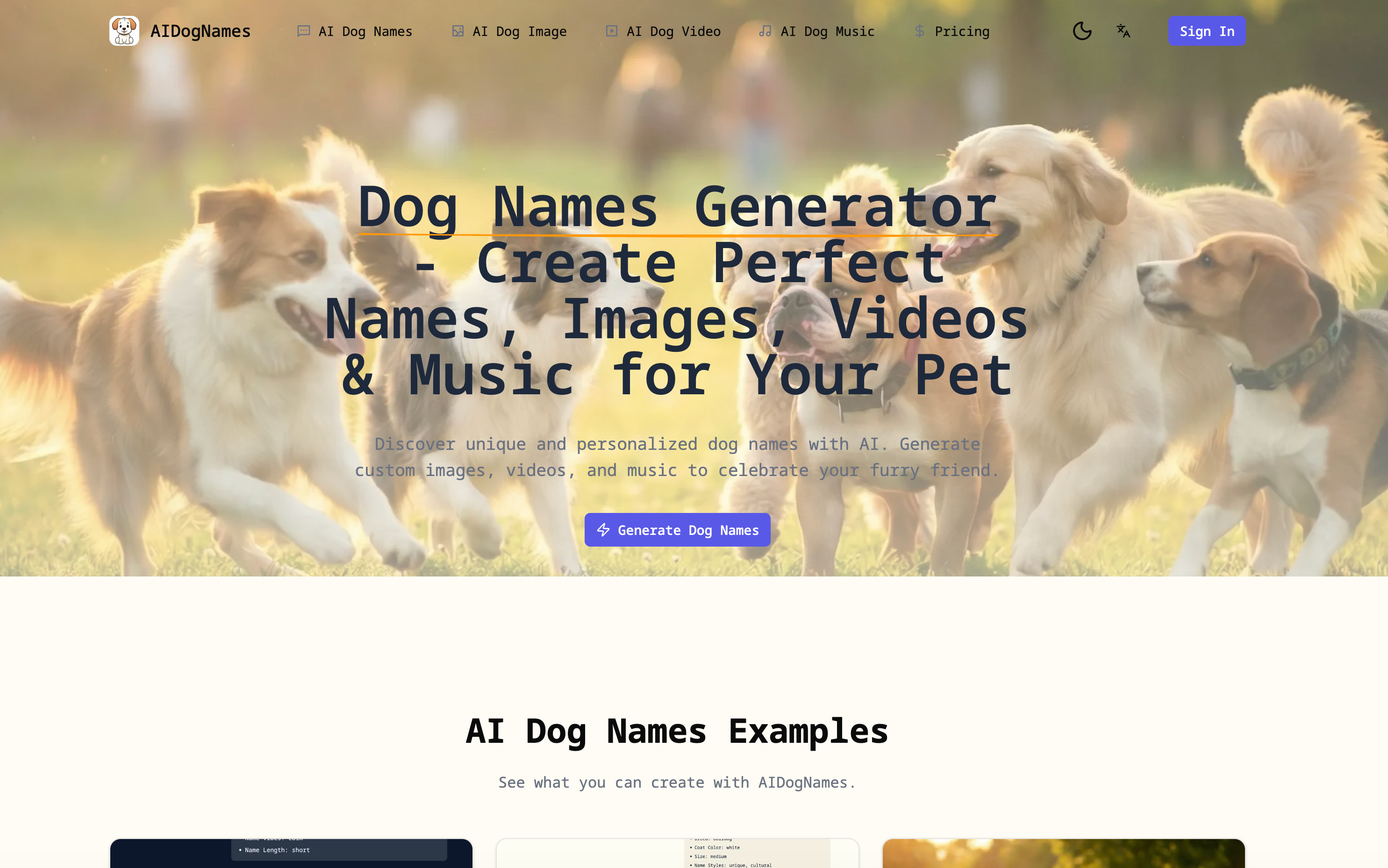 AI Dog Names Generator