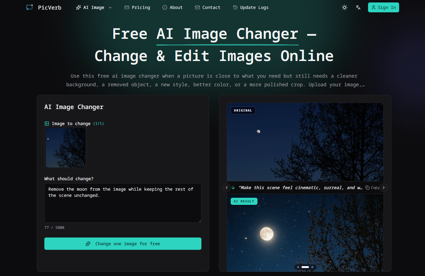 AI Image Changer - Free AI Image Editor & Picture Editor | PicVerb