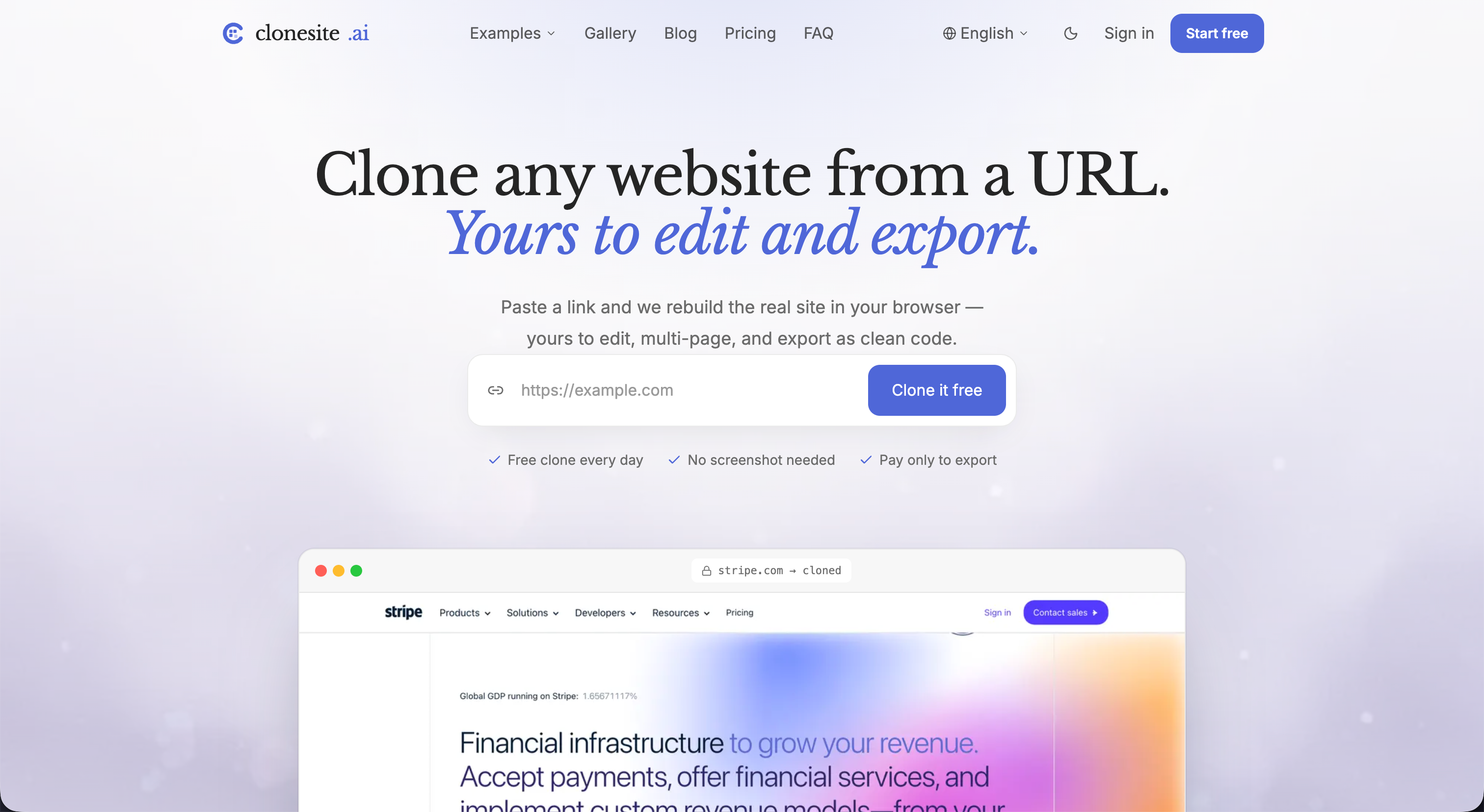 Clonesite AI — Clone Any Website from a URL