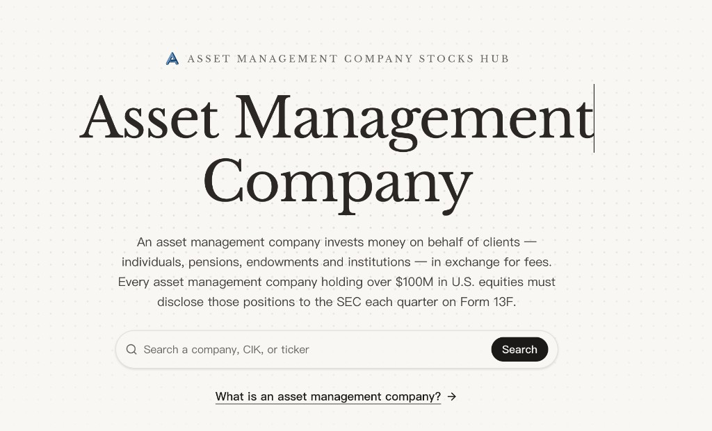 Asset Management Company Stocks & 13F Holdings