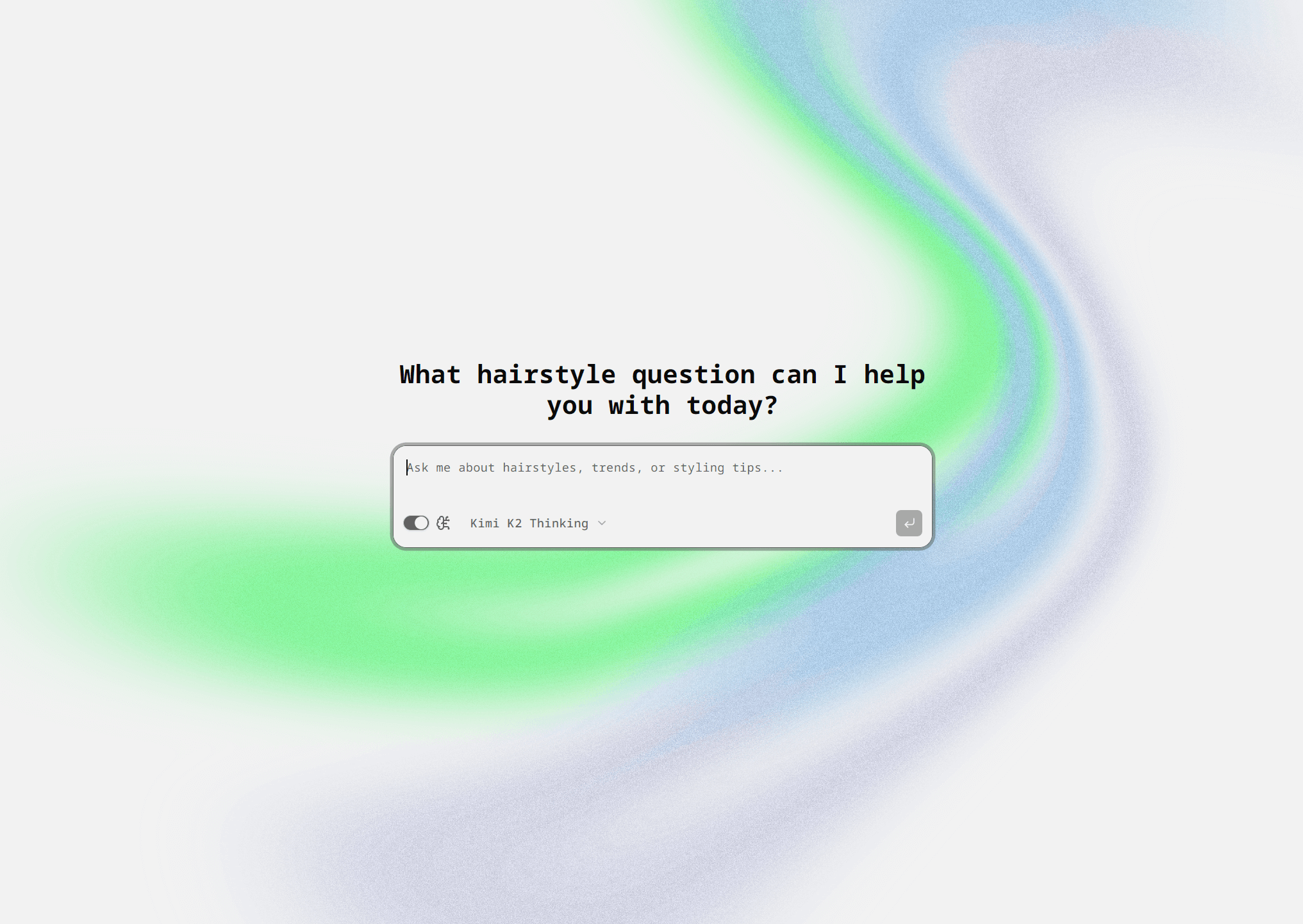 AI Barber chat interface for questions about hairstyles, trends, and styling tips