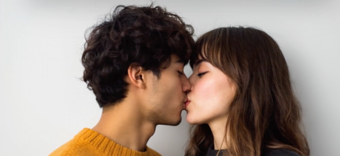 Close-up of two people kissing in the Kiss Pro style preview
