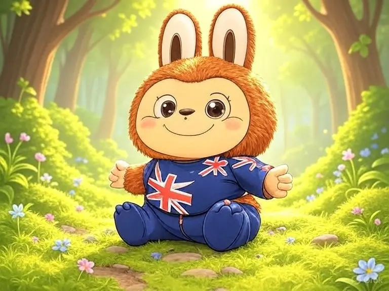 Example source image of a cartoon plush character sitting on grass in a sunlit forest, used as input for image to video AI